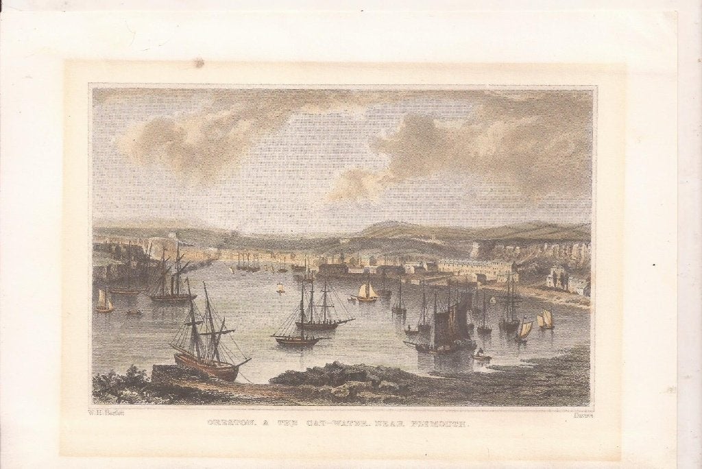 Oreston & The Cat-Water. Near Plymouth Devon ca. 1830, 10 cm, Gesigneerd, 1800 - 1899, Ophalen of Verzenden