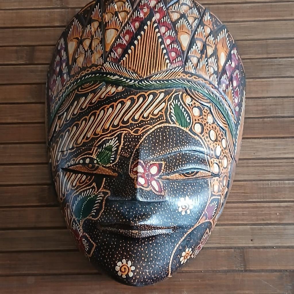Houten Batik Topeng masker uit Bali,, Antiek en Kunst, Kunst | Niet-Westerse kunst, Ophalen of Verzenden