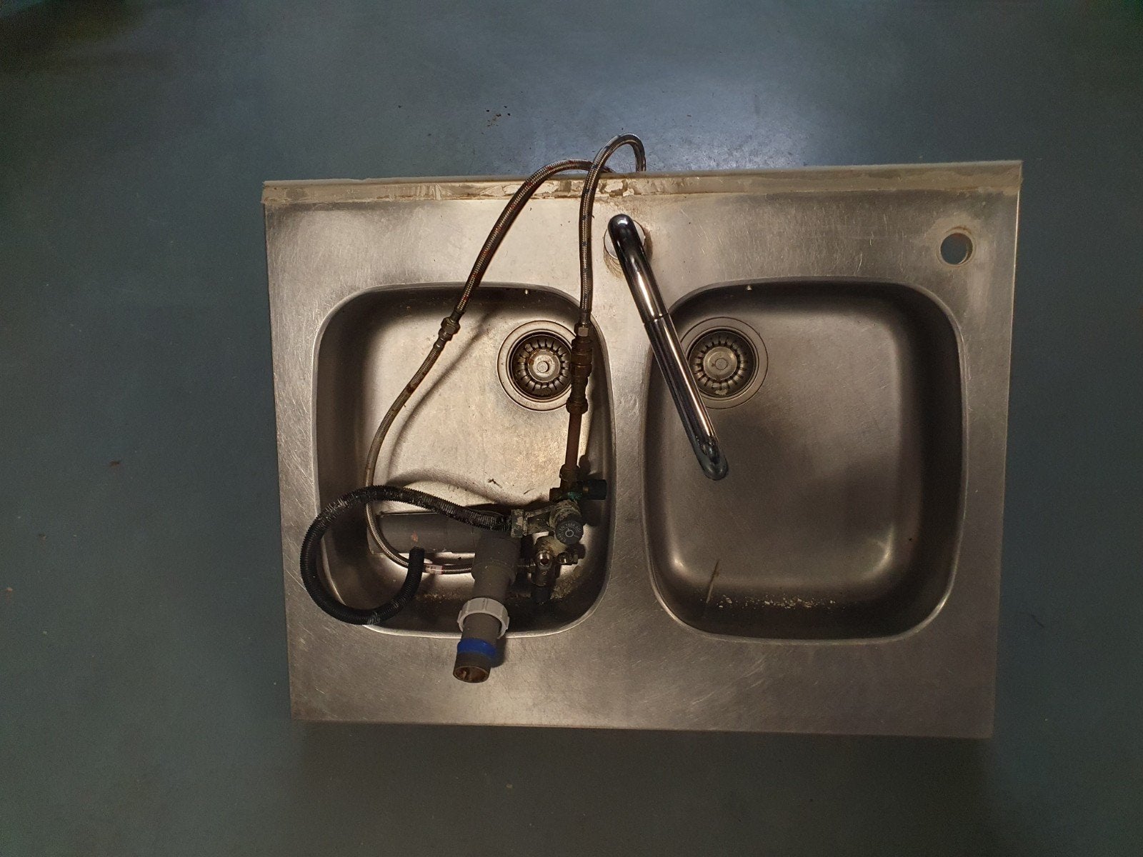 Dubbele RVS spoelbak met kraan en afvoer, Zilver, Ophalen of Verzenden, Metaal, Overige merken