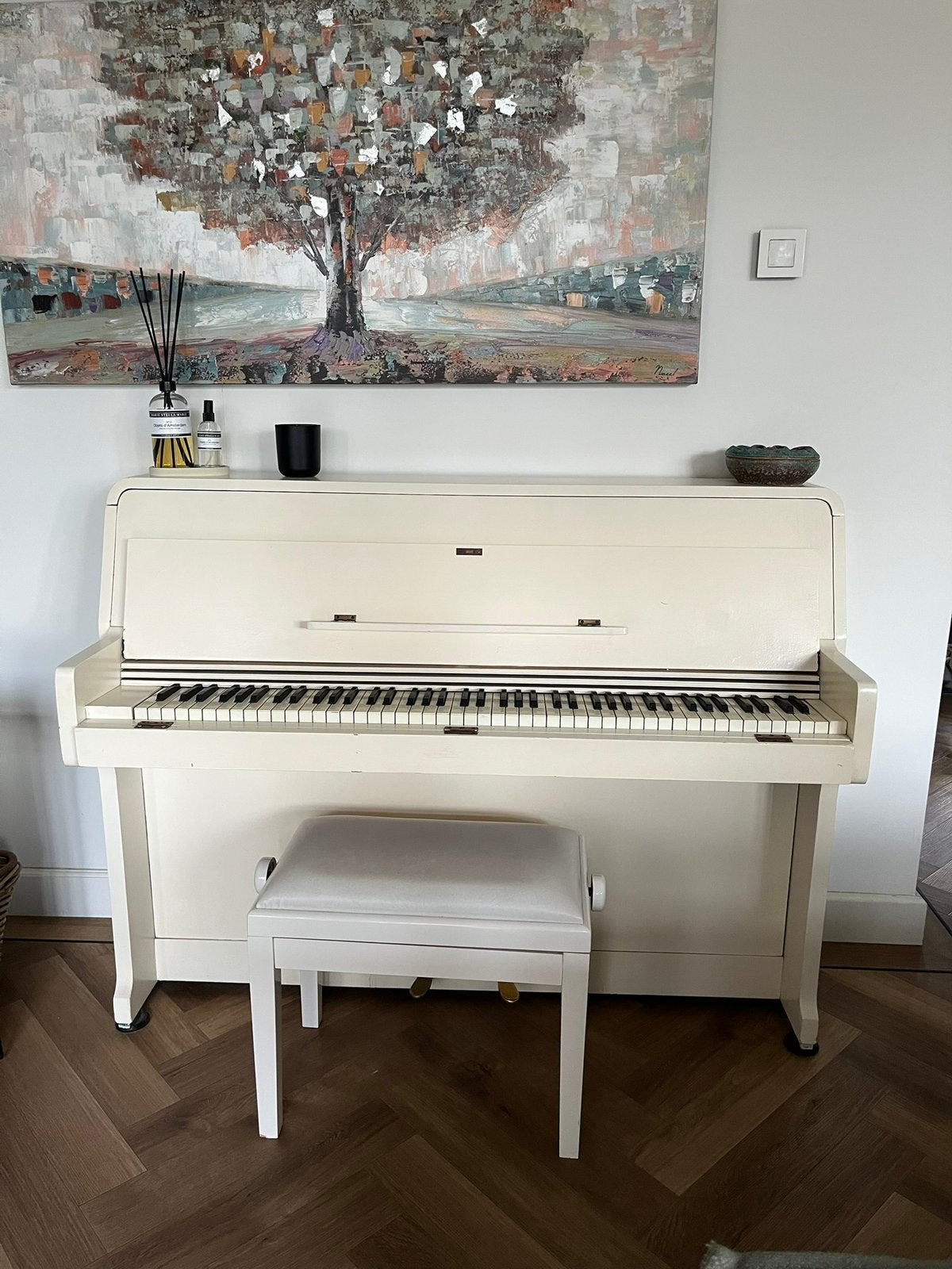 Witte piano opknapper -gratis op te halen-, Muziek en Instrumenten, Piano's, Ophalen, Zo goed als nieuw, Wit