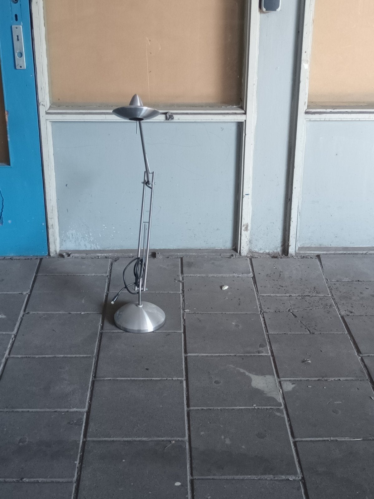 Moderne staande lamp met uplighter en leeslamp, Ophalen, Gebruikt, E27 (groot), Glas