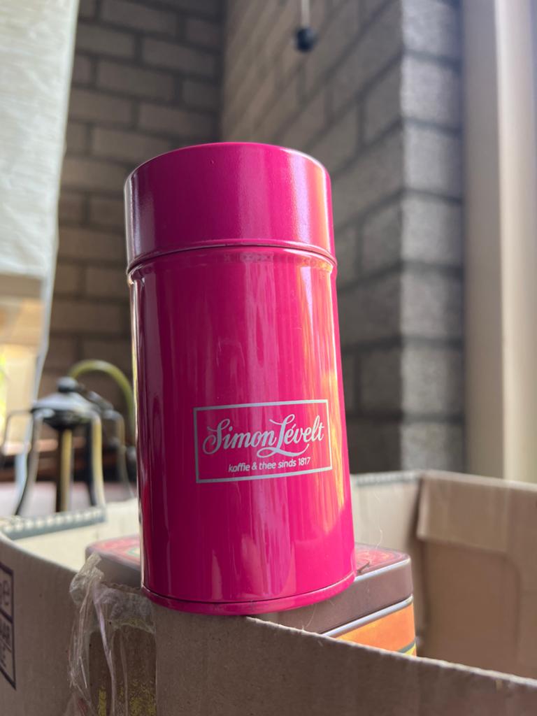 Simon Lévelt Voorraadpot / blik Roze - Koffie & Thee, Ophalen of Verzenden, Zo goed als nieuw, Voorraadpot, Roze