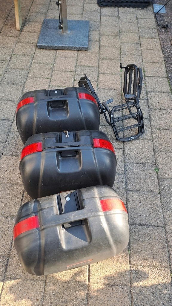 Bieffe universele top en zijkoffers plus rek voor GS500E, Motoren, Ophalen, Gebruikt