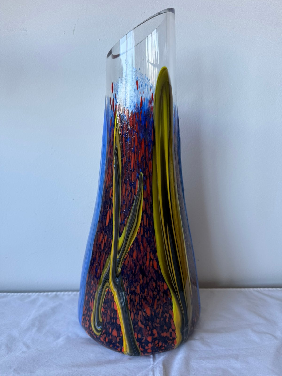 Grote design vaas Murano stijl heldere primaire kleuren, Ophalen of Verzenden, Zo goed als nieuw, Glas
