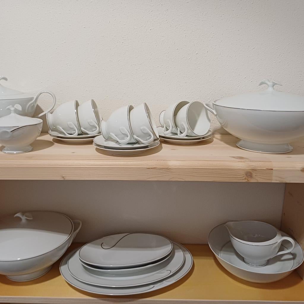 Hutschenreuther servies Fleuron Zilverlijn, Antiek en Kunst, Ophalen of Verzenden