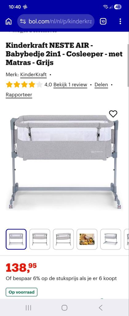 Kinderkraft Neste Air Co-sleeper - Zo goed als nieuw, Ophalen of Verzenden, Zo goed als nieuw, Wieg