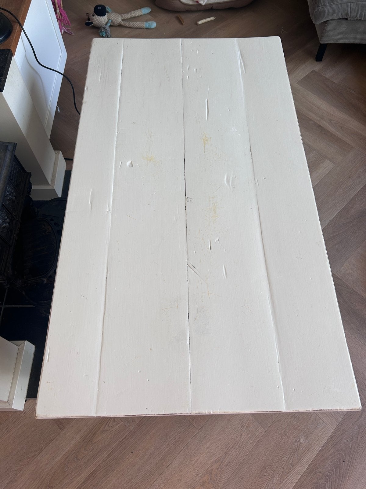 Franse houten kloostertafel - Wit geverfd, Ophalen
