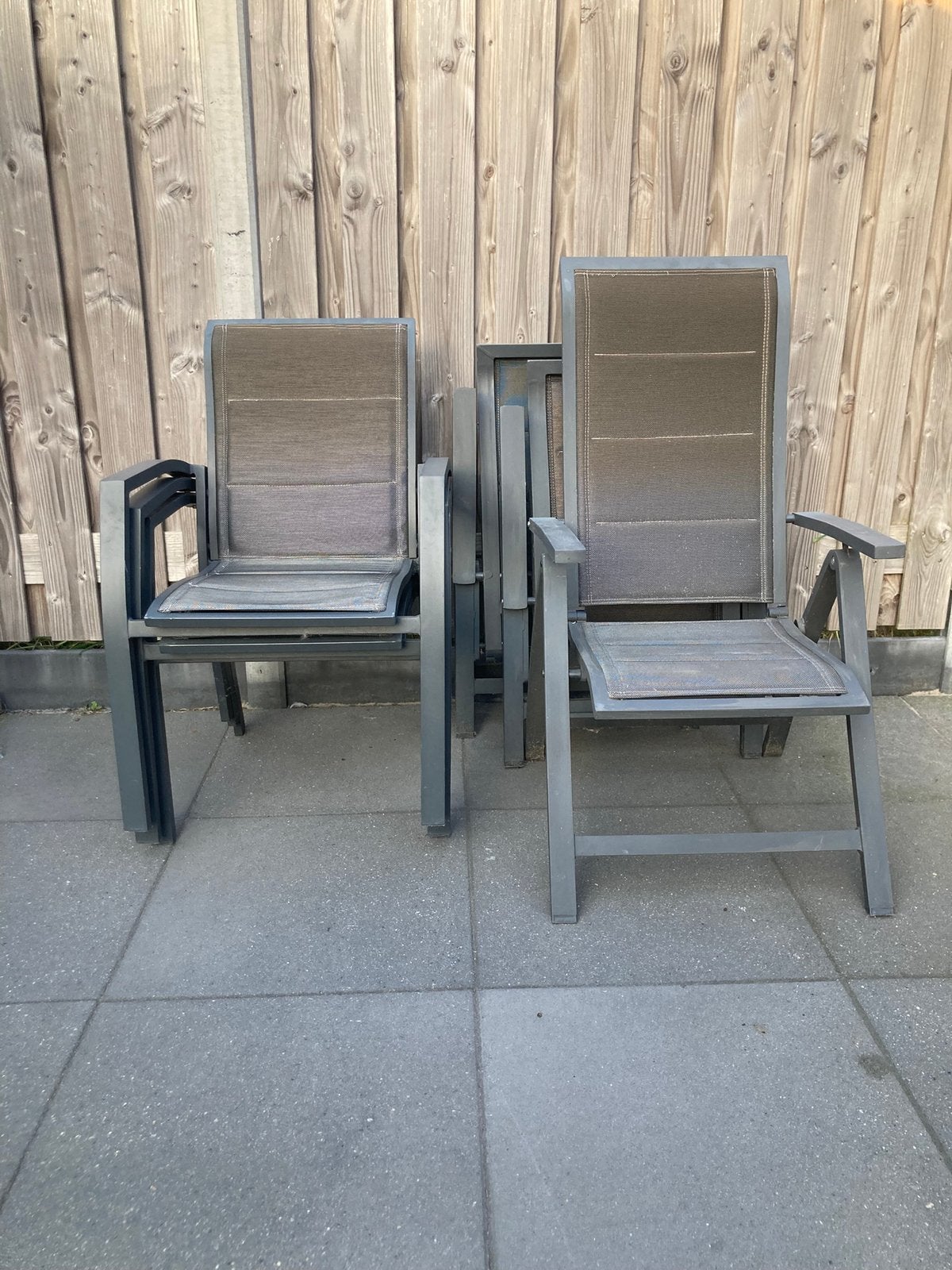 6 tuinstoelen antraciet, Tuin en Terras, Tuinstoelen, Ophalen, Zo goed als nieuw, Aluminium, Verstelbaar