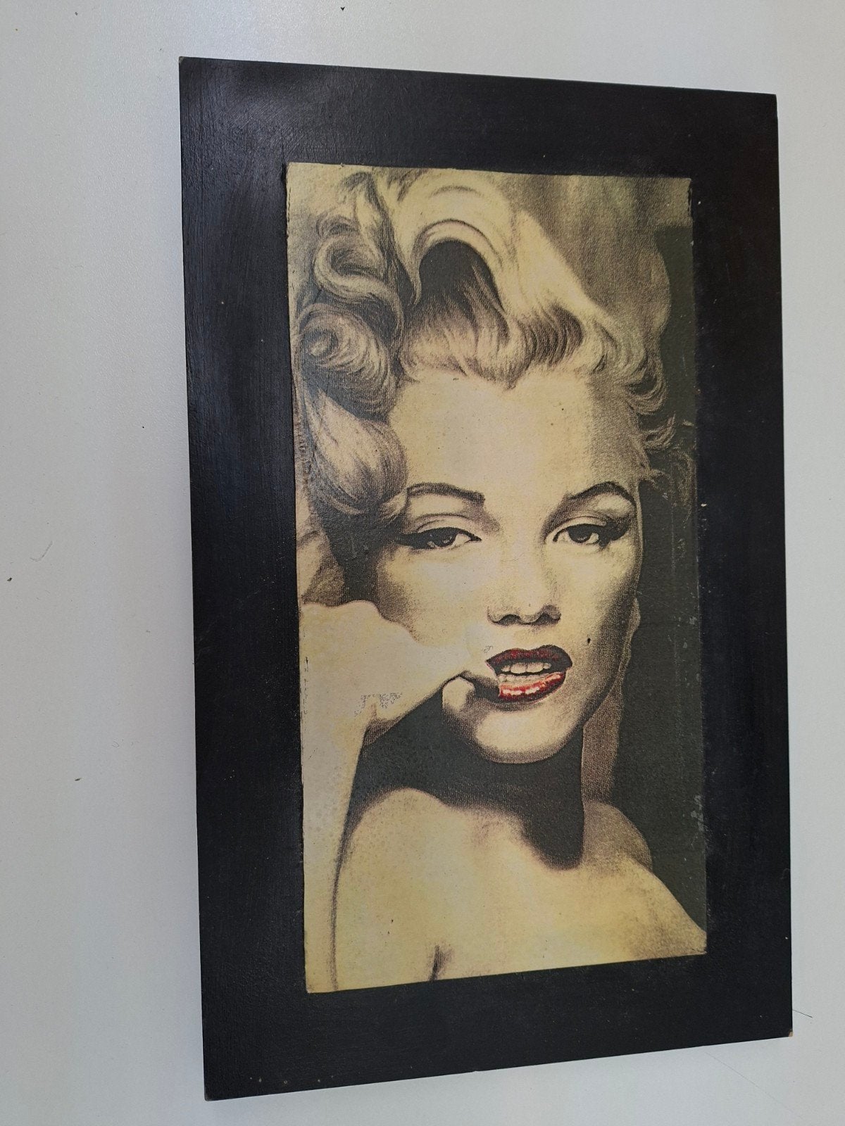 Marilyn Monroe print op houten plank, Ophalen of Verzenden, Print