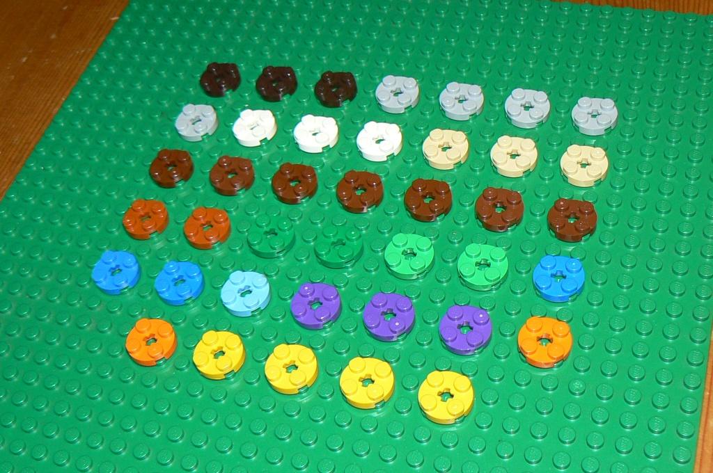 L1528 Ronde stenen 2x2 laag 40 st., Ophalen of Verzenden, Gebruikt, Losse stenen, Lego