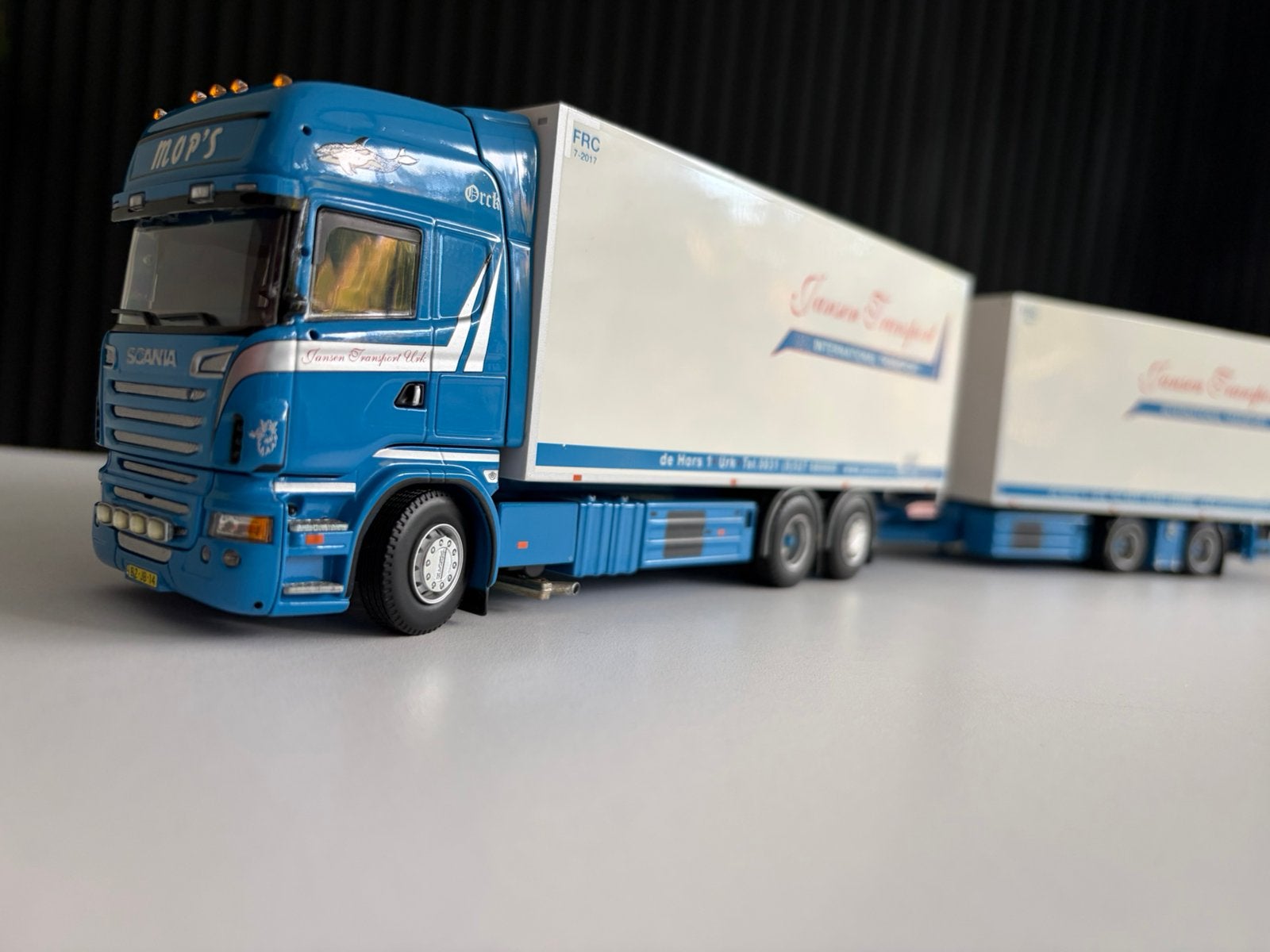 Tekno Scania R Combi Jansen Urk / MQP, Hobby en Vrije tijd, Modelauto's | 1:50, Ophalen of Verzenden, Zo goed als nieuw, Bus of Vrachtwagen