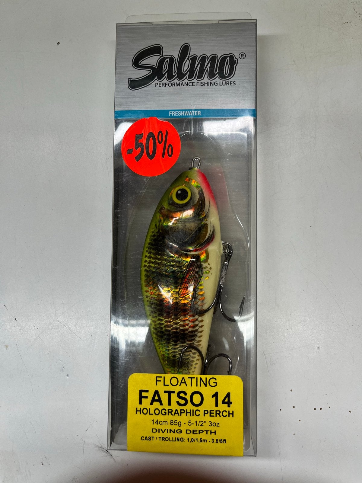 Salmo Fatso 14 Holographic Perch Kunstaas - Nieuw, Watersport en Boten, Ophalen of Verzenden, Nieuw, Kunstaas