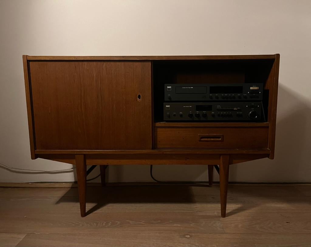 Mid century wandmeubel, Ophalen, Zo goed als nieuw, Minder dan 150 cm, Minder dan 100 cm
