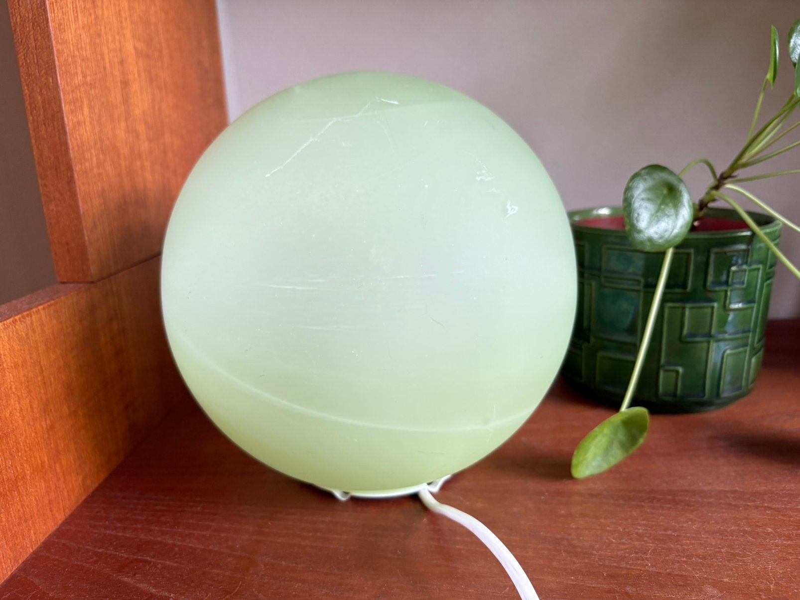 Vintage design Honsel Leuchten bollamp, groen, tafellamp, Huis en Inrichting, Lampen | Tafellampen, Ophalen of Verzenden, Gebruikt