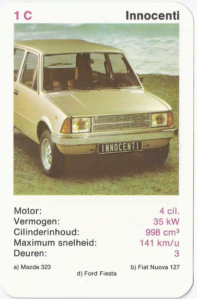 K2 autokaartje 1c innocenti, Ophalen of Verzenden, Zo goed als nieuw, Auto's