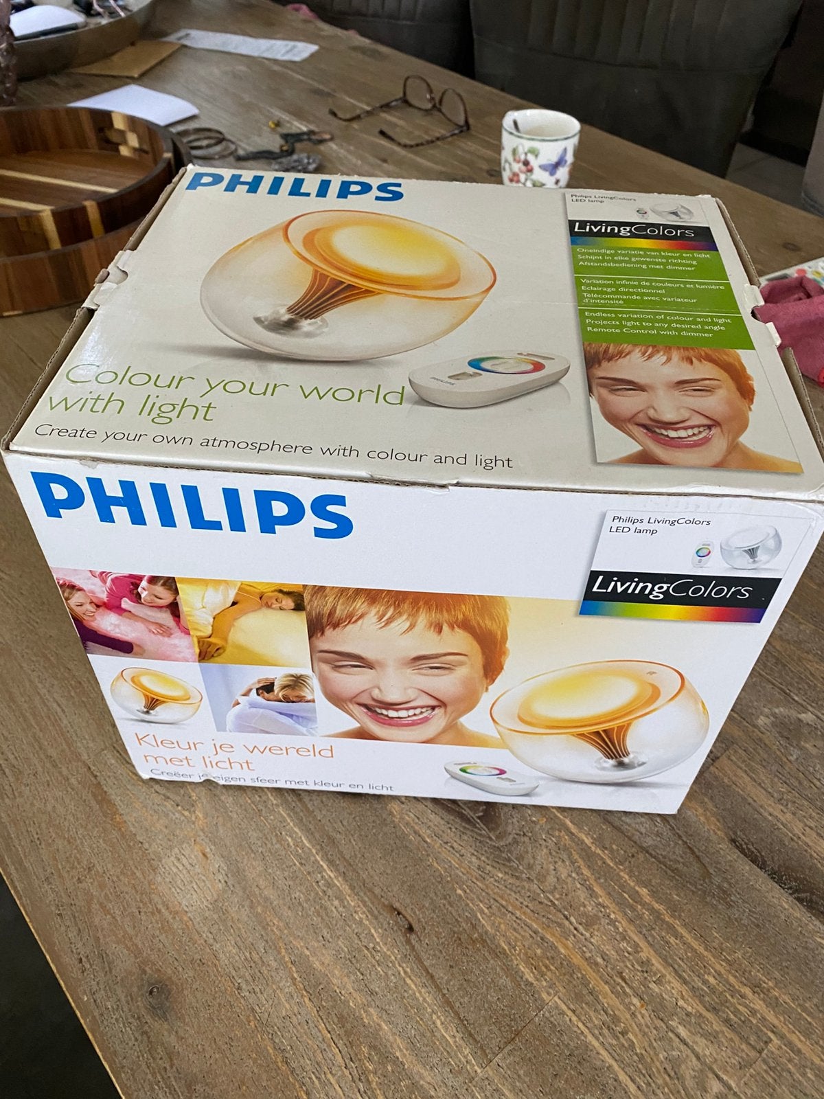 Vintage retro Philips living colors lamp in doos, Kunststof, Gebruikt, Vintage, Ophalen of Verzenden