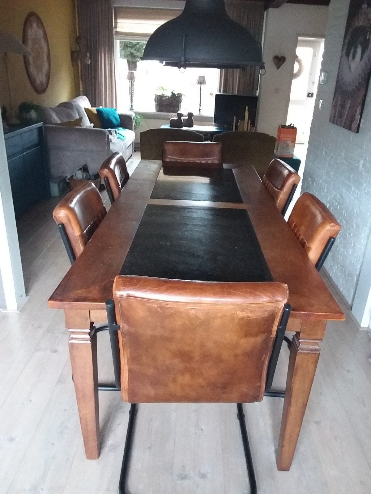 prachtige tafel 2.20 bij 90 cm van Artistiek, 200 cm of meer, Zo goed als nieuw, Rechthoekig, 50 tot 100 cm