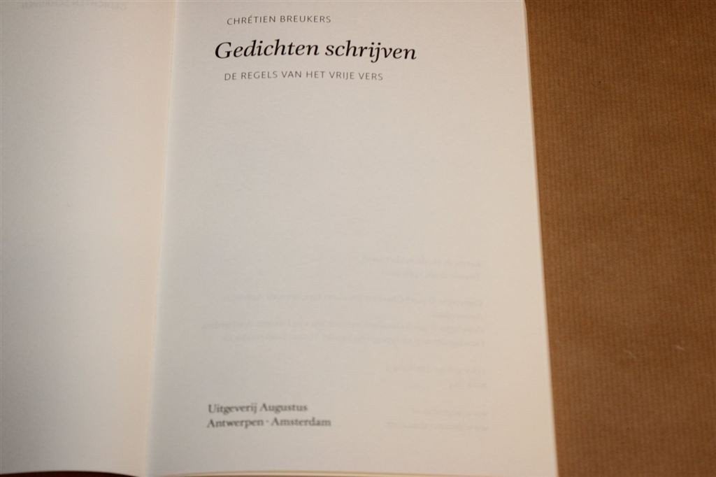 Gedichten Schrijven — Regels van het Vrije Vers, Breukers, Ophalen of Verzenden, Zo goed als nieuw