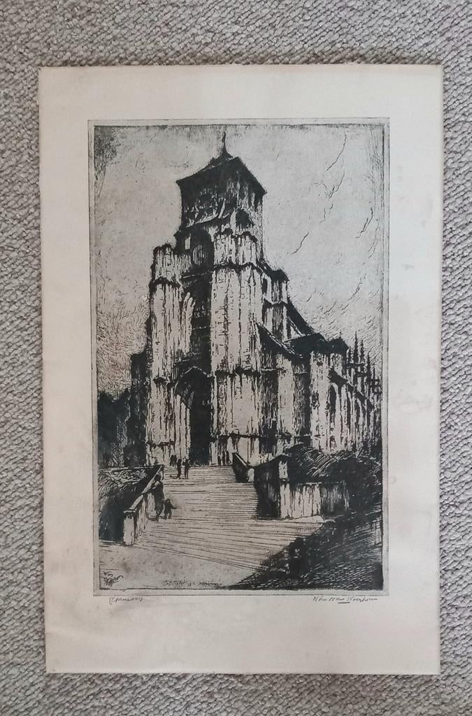 Ets Wim van Woerkom uit 1933/35x23cm, Ophalen of Verzenden