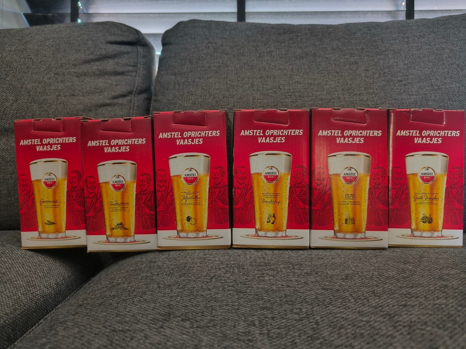 Amstel Oprichters Vaasjes - Complete set van 6 glazen, Ophalen of Verzenden, Nieuw