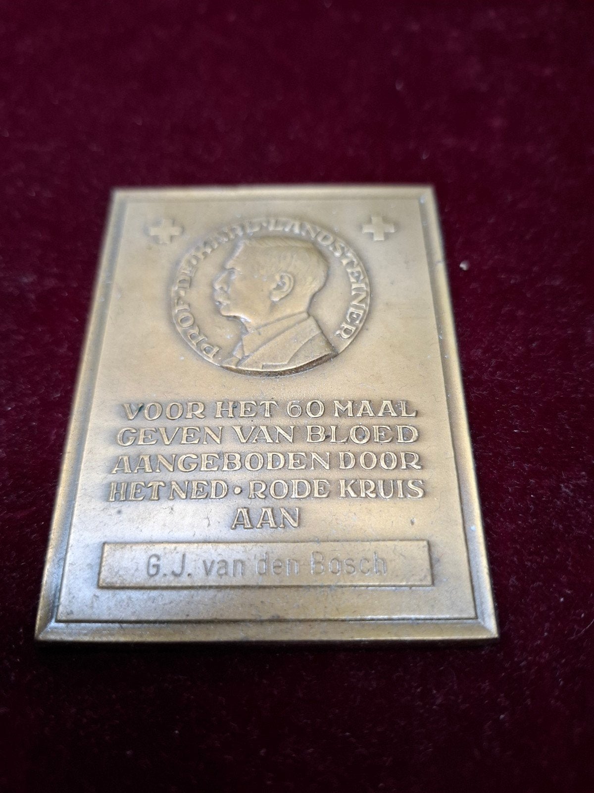 Zeldzame Bronzen Medaille Rode Kruis Bloeddonatie, Ophalen of Verzenden