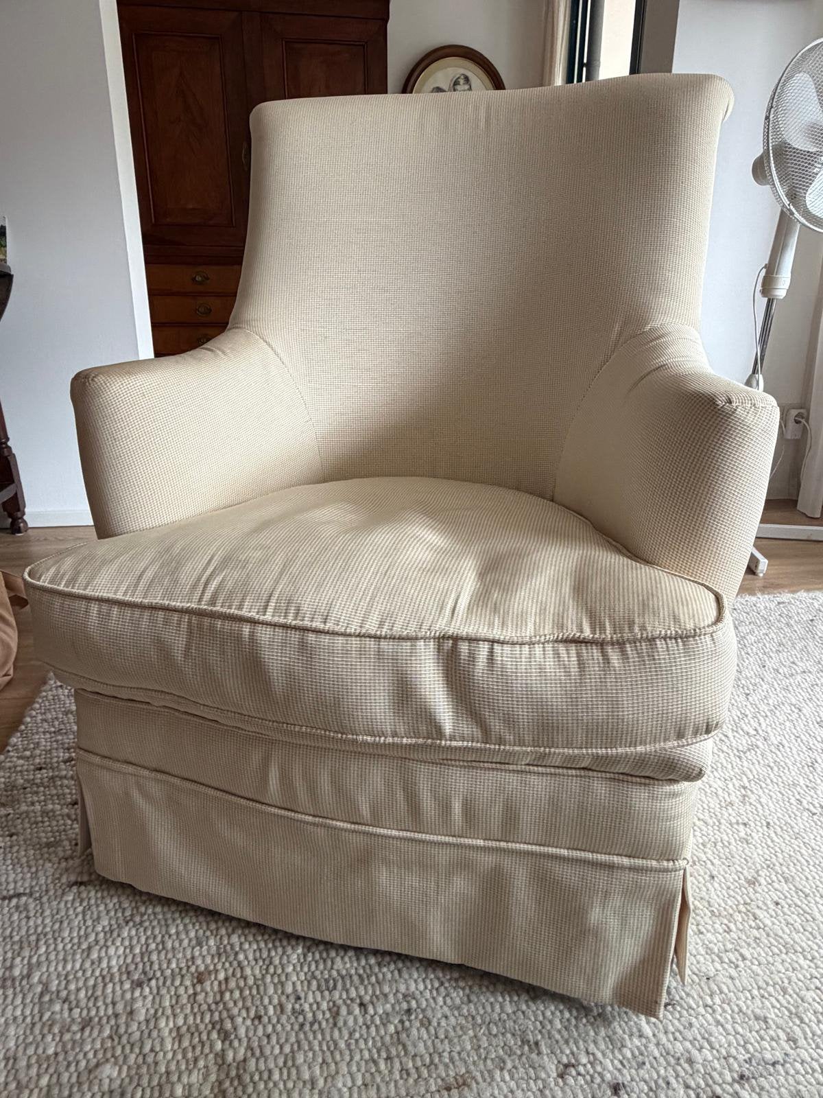 Wit ecru fauteuille stoel, Ophalen, Gebruikt, 75 tot 100 cm, Stof