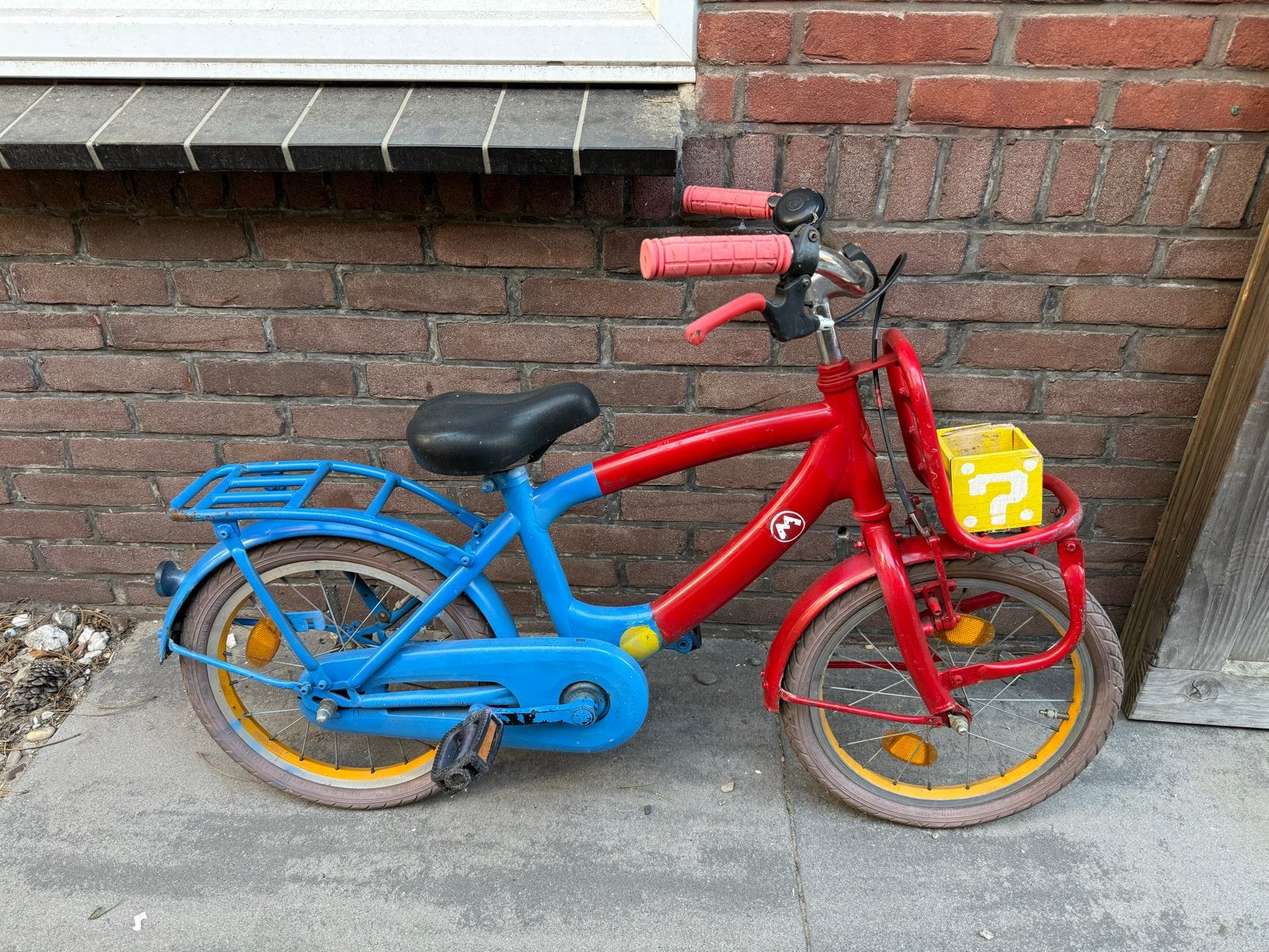 Mario kinderfiets 16 inch voor 5-6 jaar, Ophalen, Gebruikt, Velgrem, 16 tot 20 inch