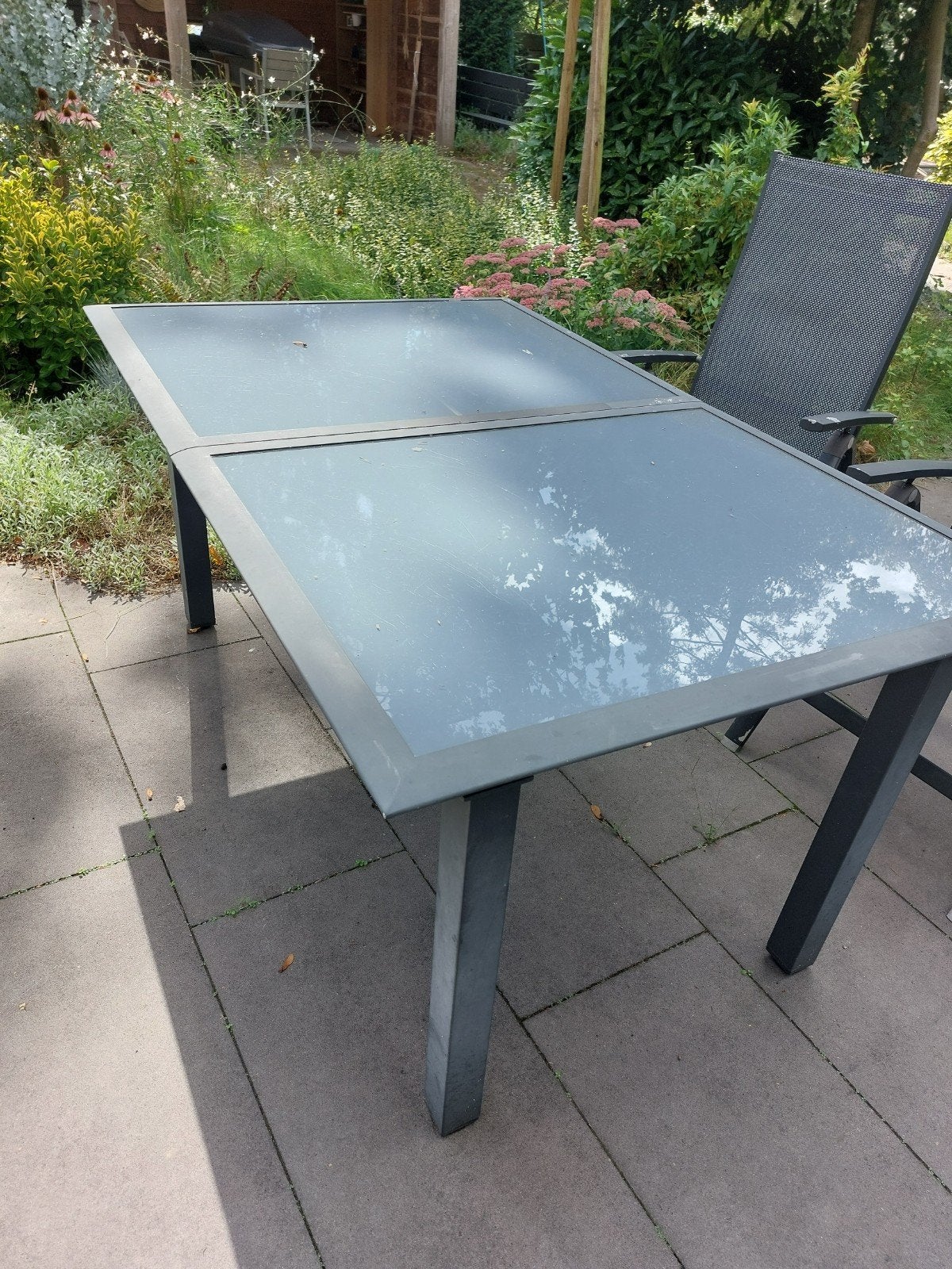 uitschuifbare tuintafel 4 tot 10 persoons, Tuin en Terras, Ophalen, Gebruikt, Rechthoekig, Metaal