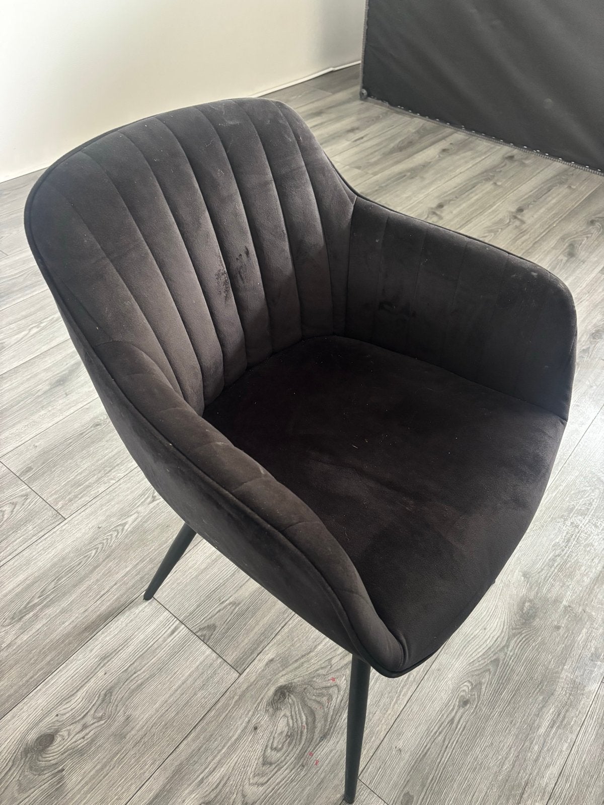 eetkamerstoelen 4 stuks zwart, Huis en Inrichting, Stoelen, Ophalen, Gebruikt, Vier, Stof