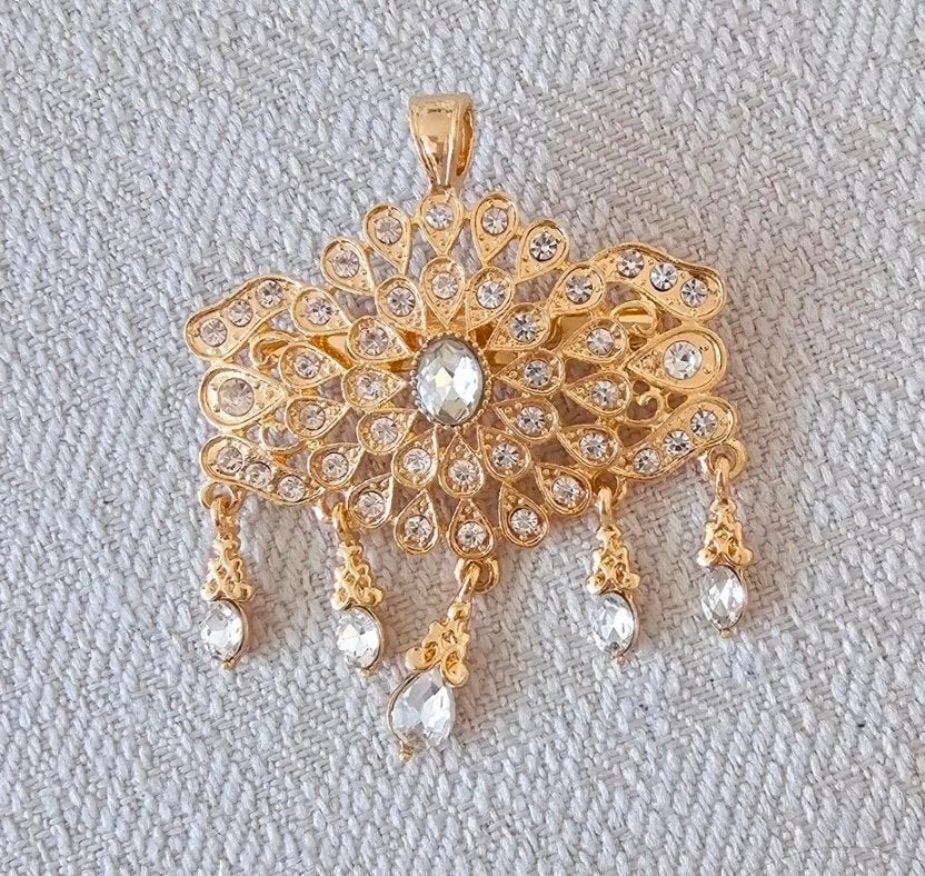Nieuwe Marokkaanse kettinghanger/broche met strass, Overige materialen, 4 tot 7 cm, Verzenden, Nieuw