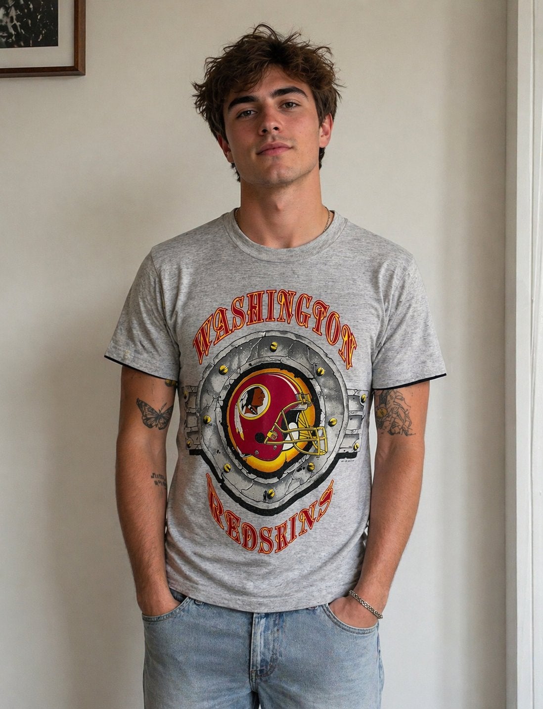 Washington Redskins NFL t-shirt | S, Ophalen of Verzenden, Gedragen, Maat 46 (S) of kleiner, Grijs