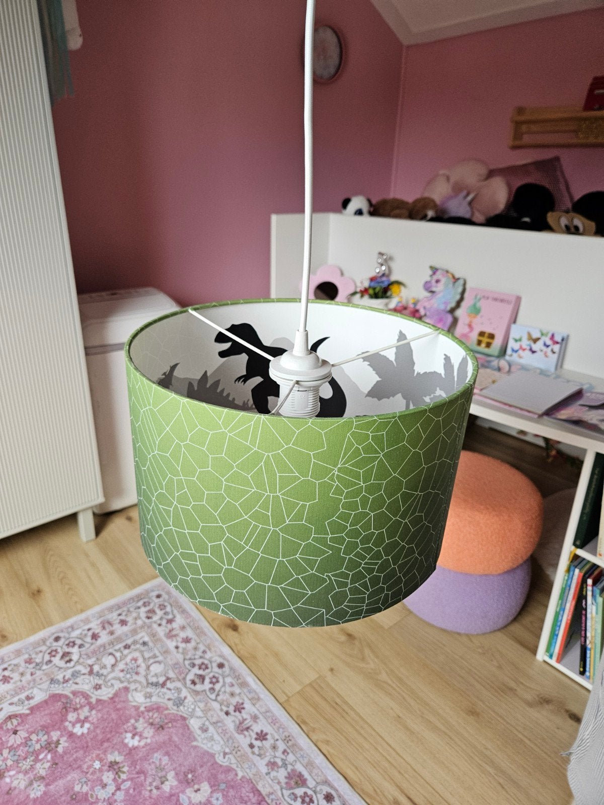 Dino lampenkap voor kinderkamer - groen, Dinosaurus, Kinderkamer, Gebruikt, Textiel, E27 (groot)