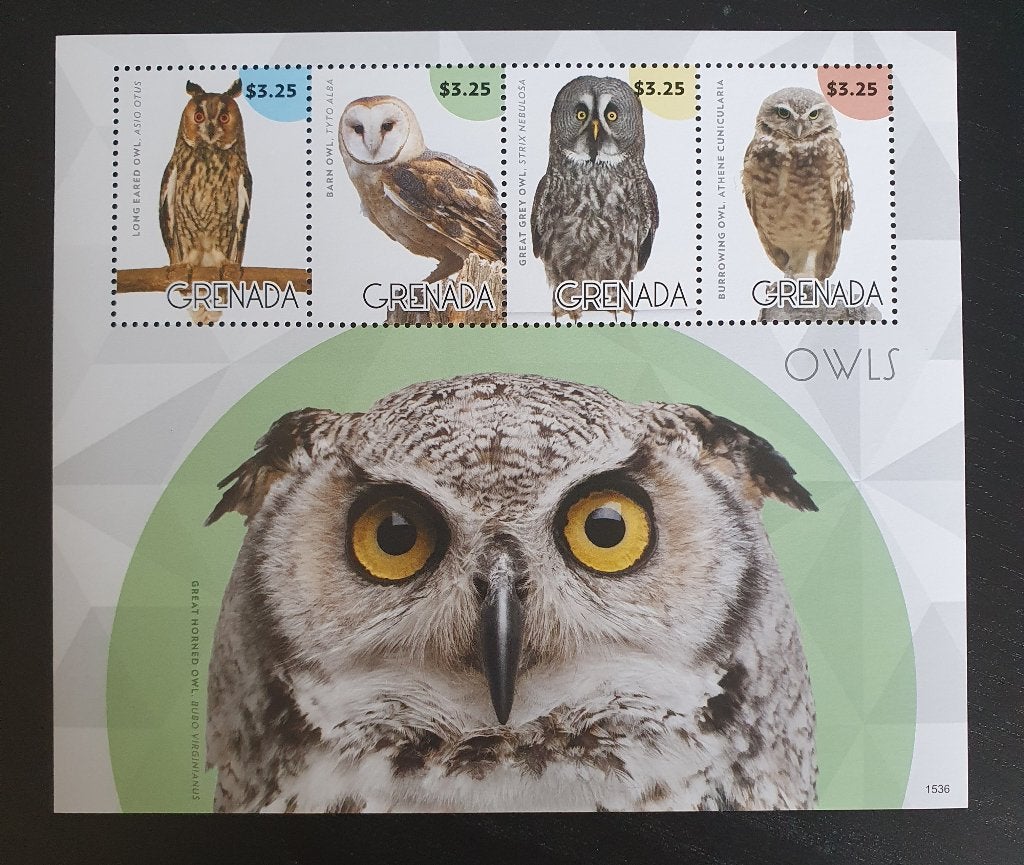 Grenada 2015 Vogels Uilen Michel 7192-7195 postfris, Verzenden, Postfris, Dier of Natuur