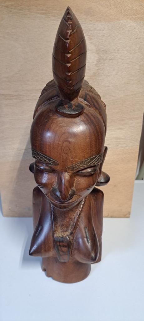 Vintage Afrikaans Houten Beeld - Vrouwenfiguur, Ophalen of Verzenden