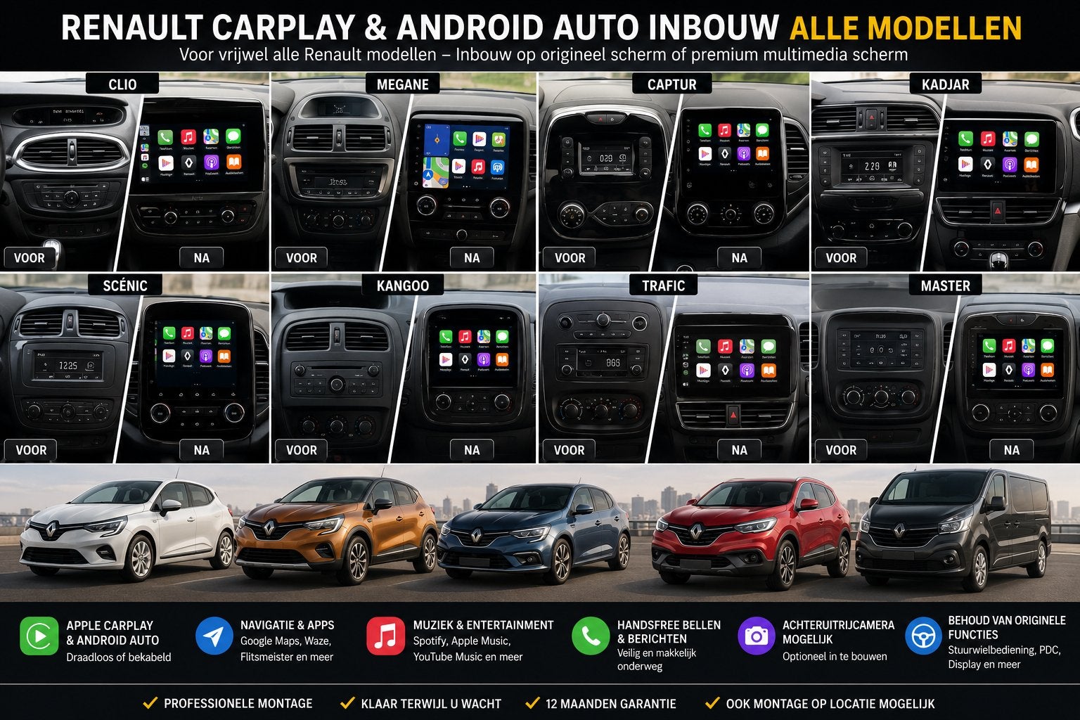 Renault CarPlay & Android Auto Inbouw – Alle Modellen, Auto diversen, Autoradio's, Ophalen, Nieuw