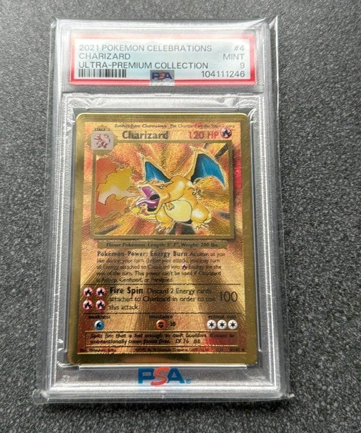 004/102 Celebrations Charizard Metal Ultra-Premium PSA 9