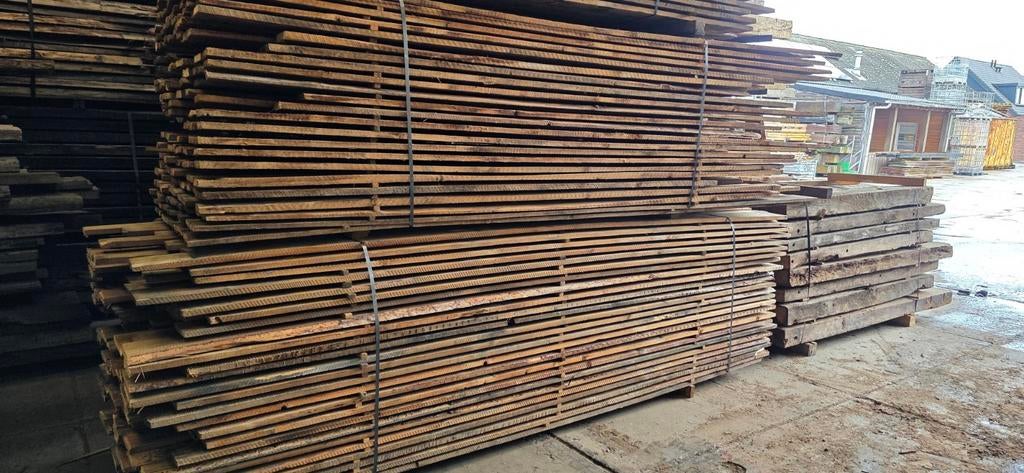 Oud Grenen Dakbeschot - Rustieke Uitstraling, Doe-het-zelf en Verbouw, Hout en Planken, Gebruikt, Minder dan 25 mm, Grenen, Ophalen of Verzenden
