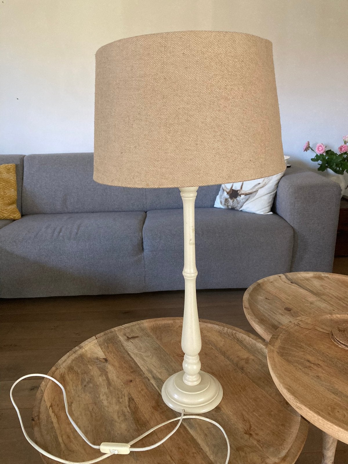 brocante landelijke stijl lampenvoet met losse kap, Landelijk brocante River Dale, Overige fittingen, Ophalen of Verzenden, Zo goed als nieuw