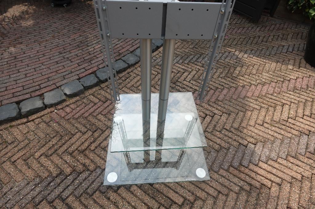 Glazen TV standaard, Audio, Tv en Foto, Televisiebeugels, Ophalen, Zo goed als nieuw
