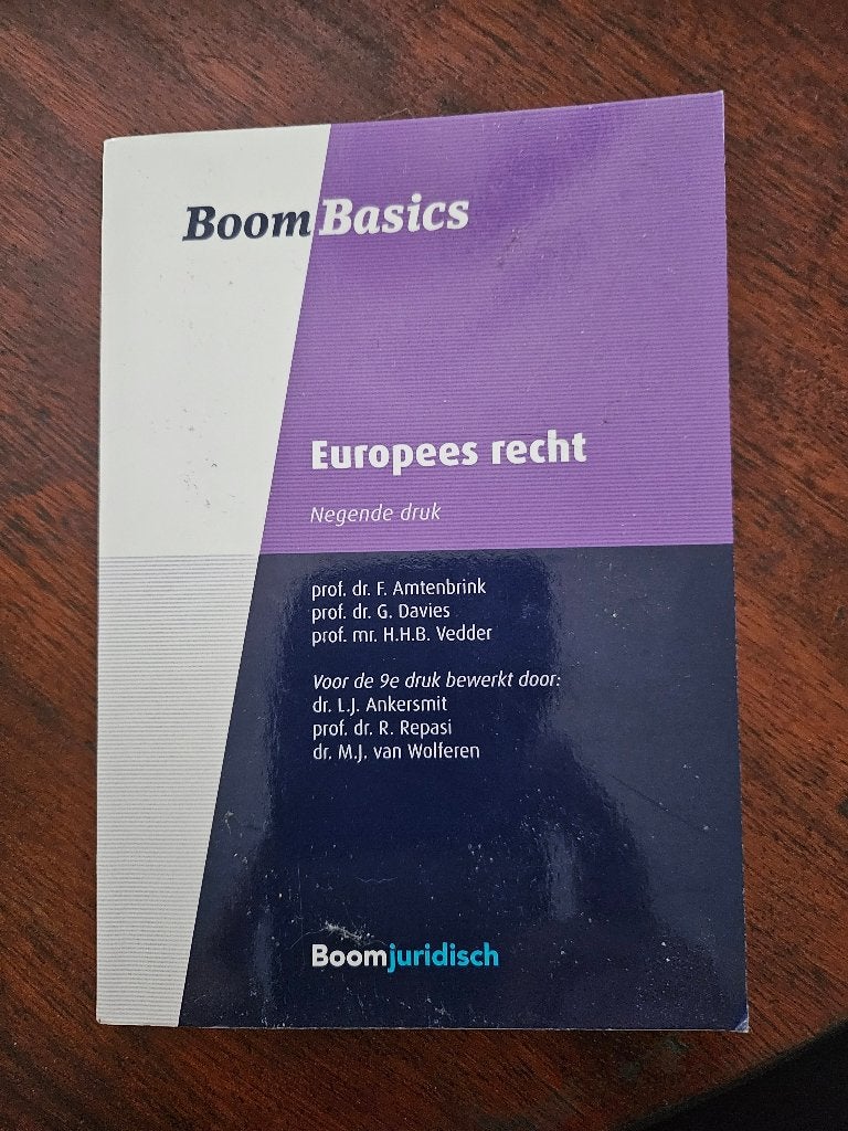Boom Basics Europees recht, Boeken, Studieboeken en Cursussen, Ophalen of Verzenden, Beta, Zo goed als nieuw, HBO