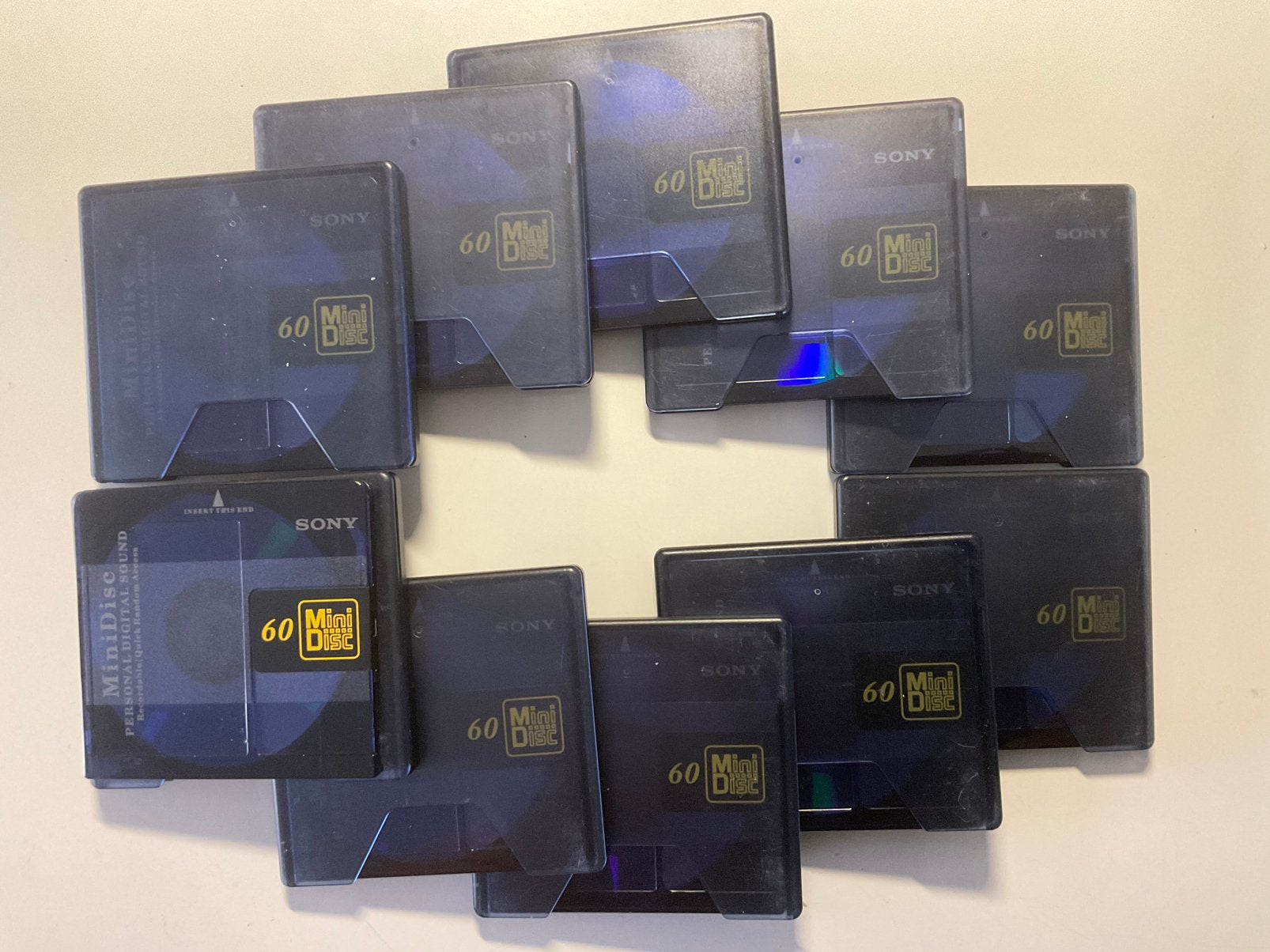 Minidisc’s. SONY PREMIUM BLAUW  10x als nieuw. 60 minuten, Ophalen of Verzenden