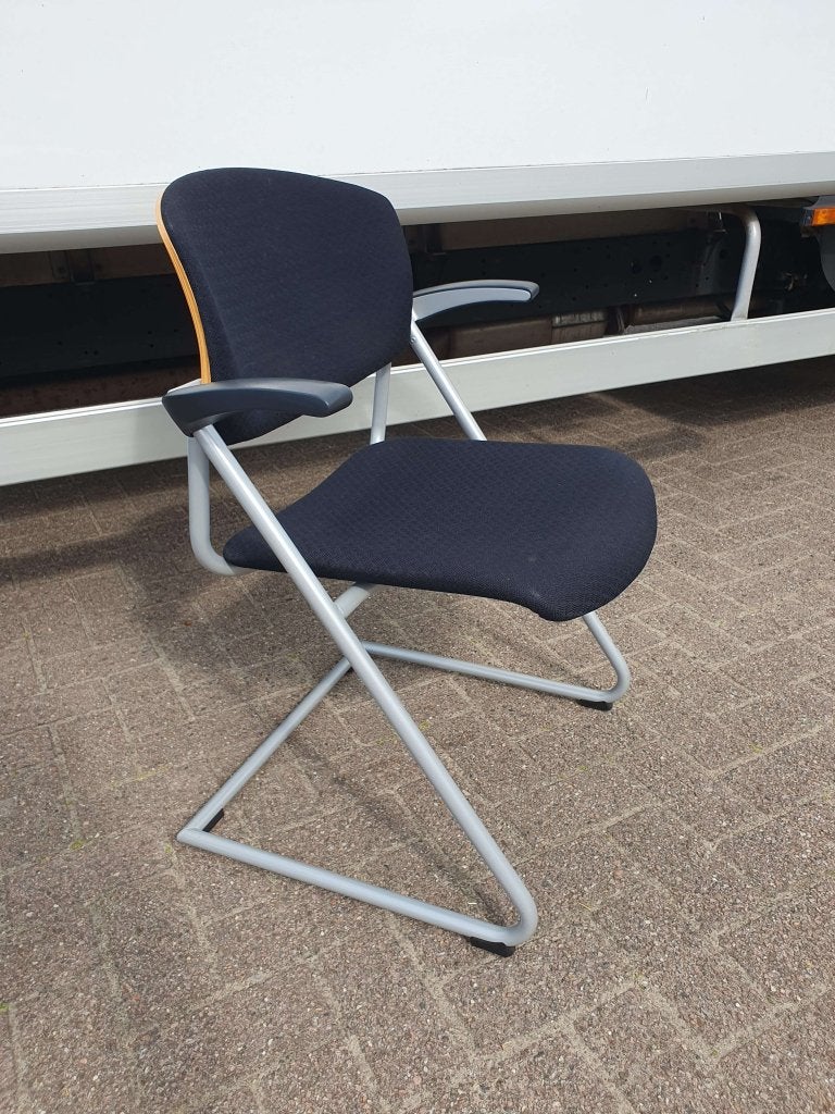 6x luxe nette Drabert vergaderstoel zwart + hout + armlegger, Postbus, Zwart, Ophalen of Verzenden, Zo goed als nieuw