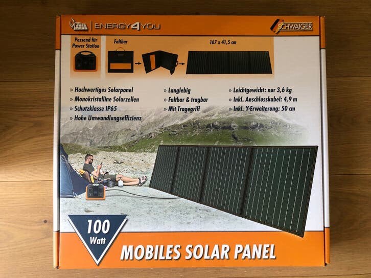 SCHWAIGER Mobiel Zonnepaneel 100W - ZGAN  in doos, Ophalen of Verzenden, Zo goed als nieuw