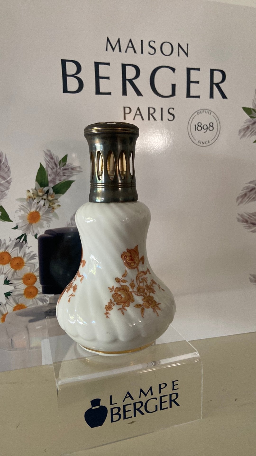 Maison/lampe Berger geurbrander porselein bijzonder model, Vintage, Gebruikt, Ophalen of Verzenden, Beige