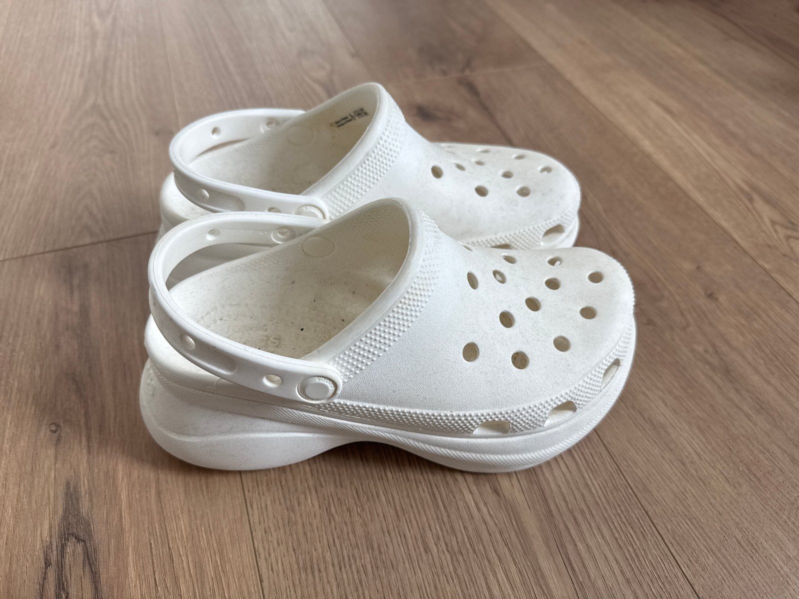 Witte Platform Crocs Maat 7, Ophalen, Gedragen, Wit, Slippers