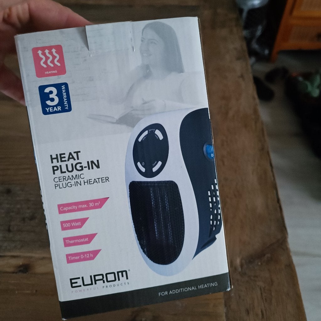 eurom stopcontact Heater plug in verwarming, Doe-het-zelf en Verbouw, Minder dan 30 cm, Radiator, Nieuw, Minder dan 60 cm