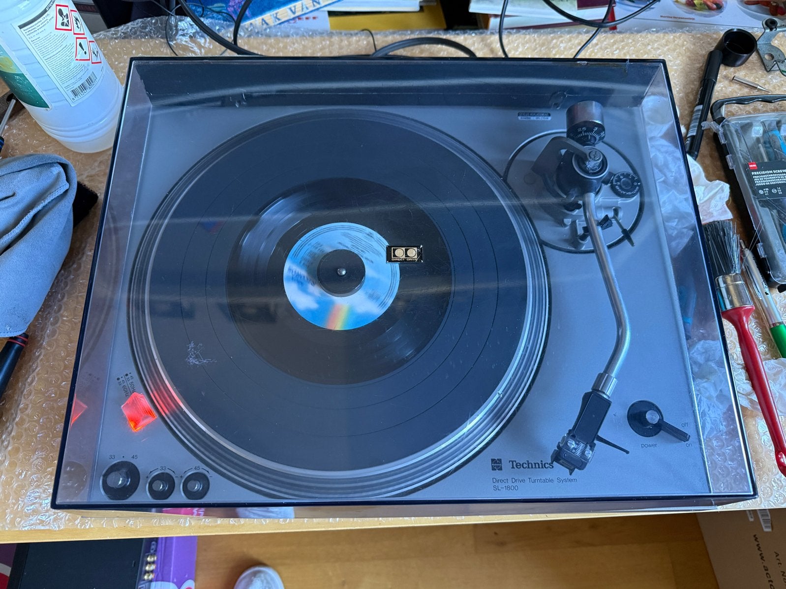 Technics SL-1800 Direct Drive platenspeler + Shure M95ED, Gebruikt, Pitch-regelaar, Ophalen of Verzenden, Platenspeler
