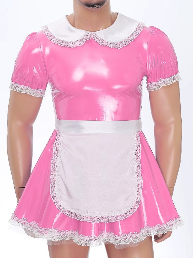 Roze kunstleren heren sissy jurk, Verzenden, Nieuw