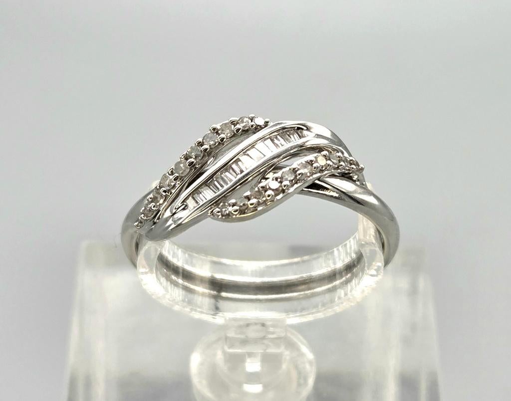 Gouden Vintage design ring diamanten Ca: 0.30. ct. 2026/296., ., Ophalen of Verzenden, Zo goed als nieuw, Met edelsteen