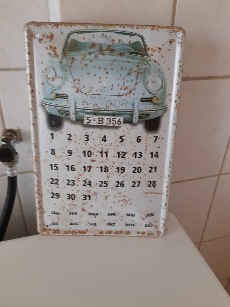 Metalen vintage wandkalender Porsche 356, Ophalen of Verzenden, Huis en Inrichting